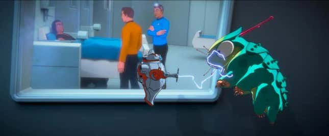 Tom and Jerry hijinks, with “Space Seed” playing out in the background.