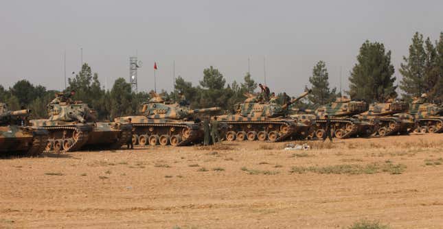 Turkish M60A3 tanks during the previous incursion into Syria in 2016. 