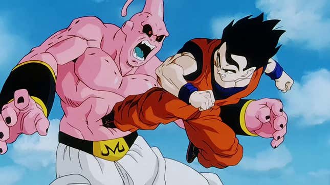 Gohan adolescente durante su batalla con Buu en el anime.