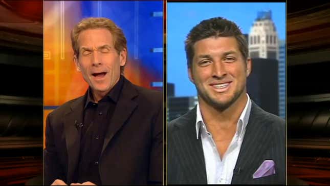 Image for article titled How ESPN Ditched Journalism And Followed Skip Bayless To The Bottom: A Tim Tebow Story