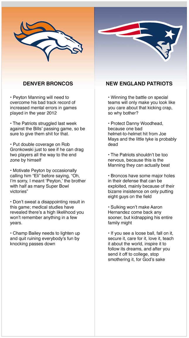 Image for article titled Broncos vs. Patriots