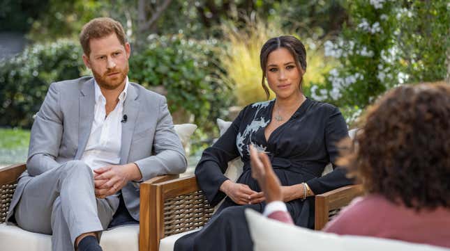 Prince Harry and Meghan, The Duke and Duchess of Sussex, with Oprah Winfrey.