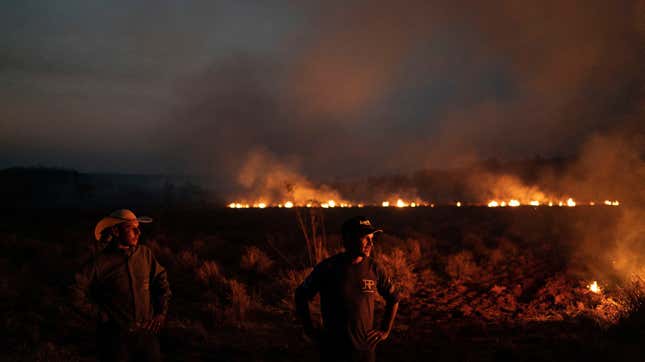 Fires burning in Nova Santa Helena municipality in the state of Mato Grosso, Brazil, on Aug. 23, 2019.