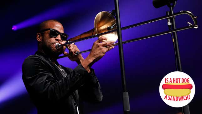 Image for article titled Hey Trombone Shorty, is a hot dog a sandwich?