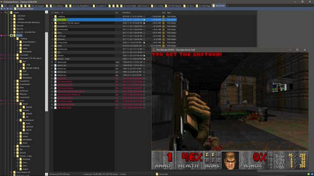 So much history in these folders. The map’s E1M7 from the 1995 Episode 1-style masterpiece Fava Beans (01fava.wad).