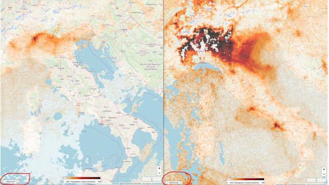 Imagen para el artículo titulado Los satélites muestran que la contaminación del aire en Italia se disipa a medida que el brote Covid-19 empeora