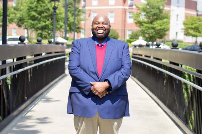 Robinson, standing at the Gateway on the campus of Virginia State University.