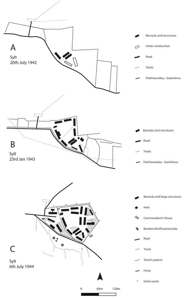 Sylt camp as it was developed over time.