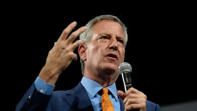 New York City Mayor and Democratic presidential hopeful Bill de Blasio. He’s on the hot seat in his city as he must decide whether to accept a panel’s recommendation to end gifted and talented programs in the nation’s largest school district in a bid to better diversify the city’s schools. 