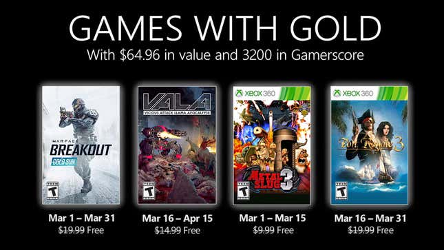 Image for article titled Here&#39;s March 2021&#39;s Xbox Live Games With Gold