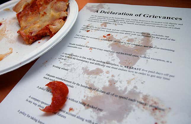 Frustrated employees carefully outlined all of their complaints in this passionate and convincing document.