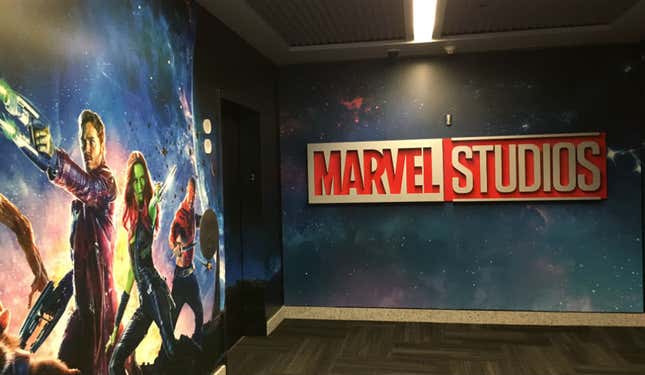 One elevator bank of Marvel Studios. Image: Germain Lussier