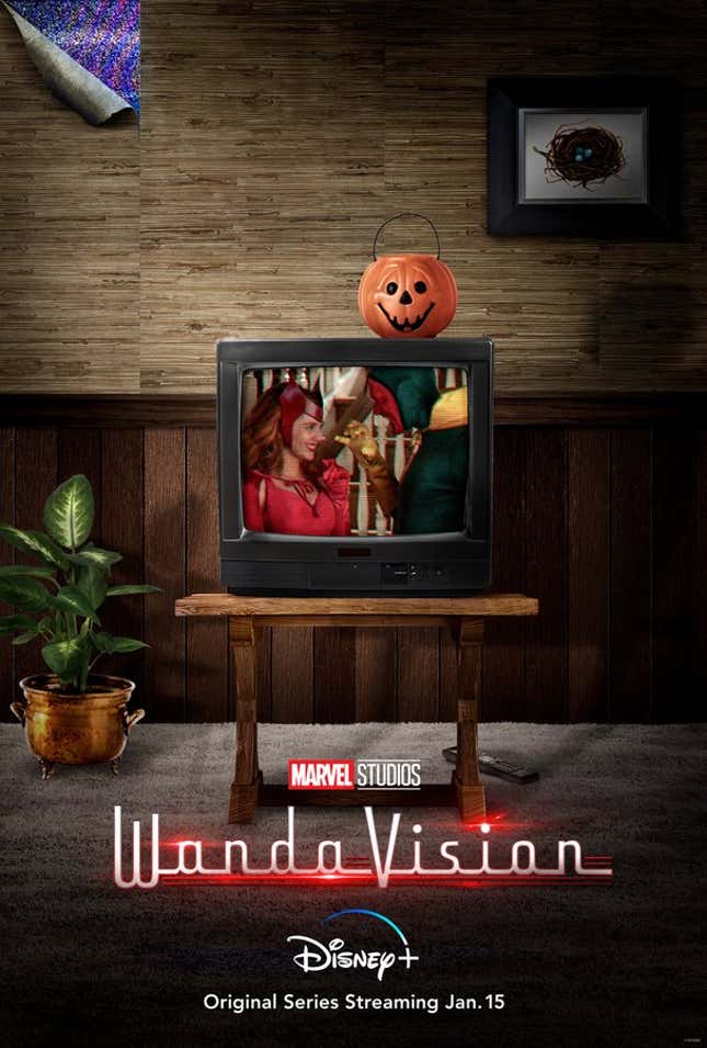 Wanda and Vision dressed up as their classic comic book selves.