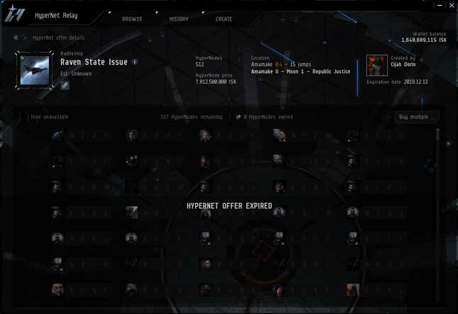 Image for article titled EVE Online's Raffle System Adds Some Drama To The Game's Economy
