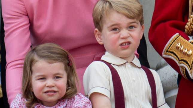 Prince George makes a funny face alongside his sister, Princess Charlotte