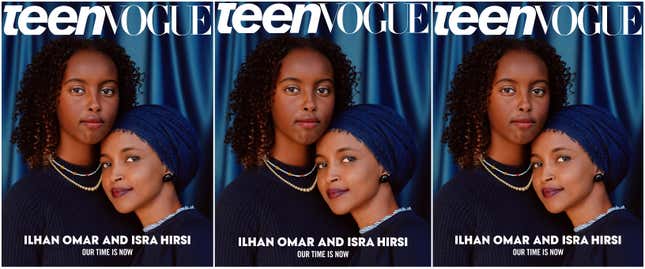 Image for article titled An American Family: Ilhan Omar and Daughter Isra Star on Teen Vogue&#39;s November Cover