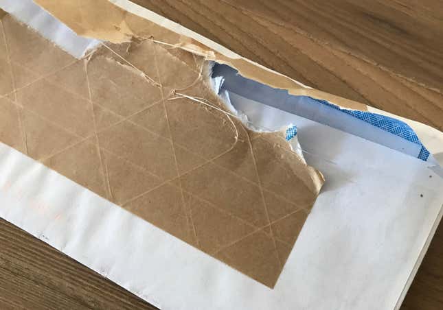 Tamper-proof tape used by the CIA to secure envelopes sent to FOIA requestors (Photo: Matt Novak)