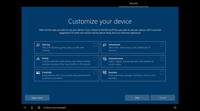 Imagen para el artículo titulado La interfaz de Windows 10 podría adaptarse en función del uso que vayas a hacer del ordenador