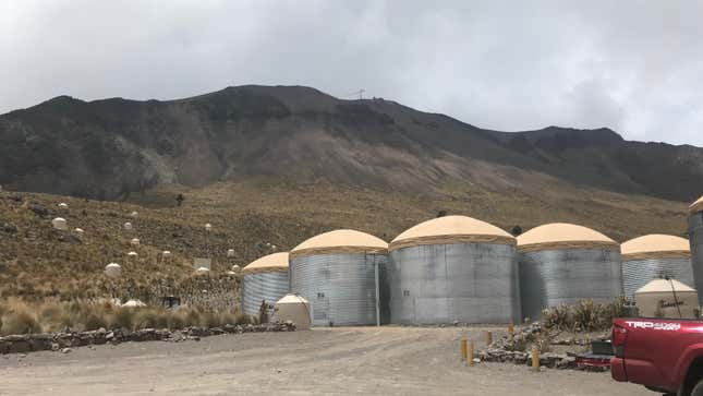 HAWC’s water tanks dotting the side of the Sierra Negra.