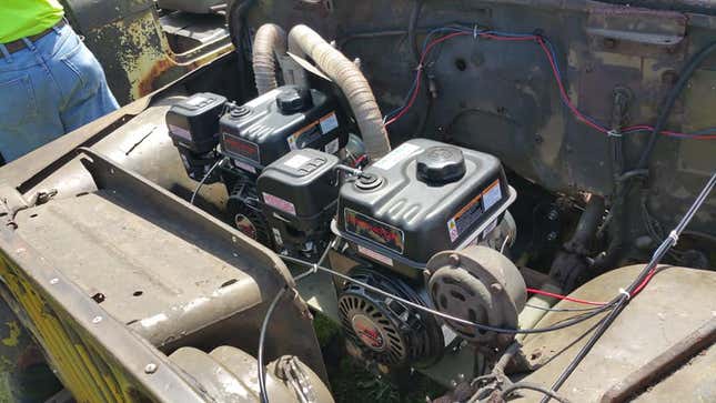 Image for article titled This Wrenching Genius Installed Lawnmower Engines Into His Military Jeeps