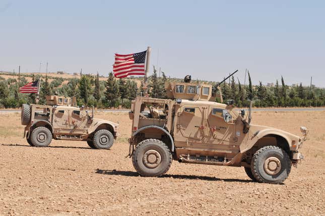 A U.S. Army patrol outside Manbij, Syria, 2018.