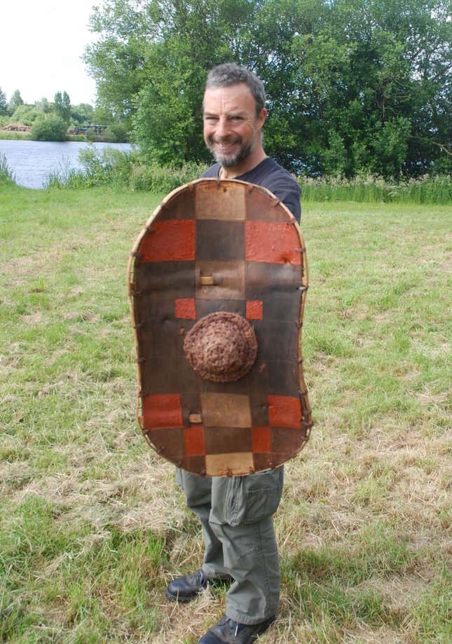 The finished experimental bark shield.