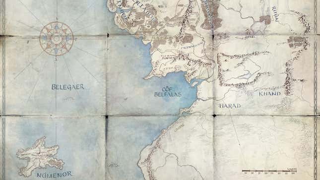 The map of Middle-earth revealed by Amazon to declare its journey into the Second Age.
