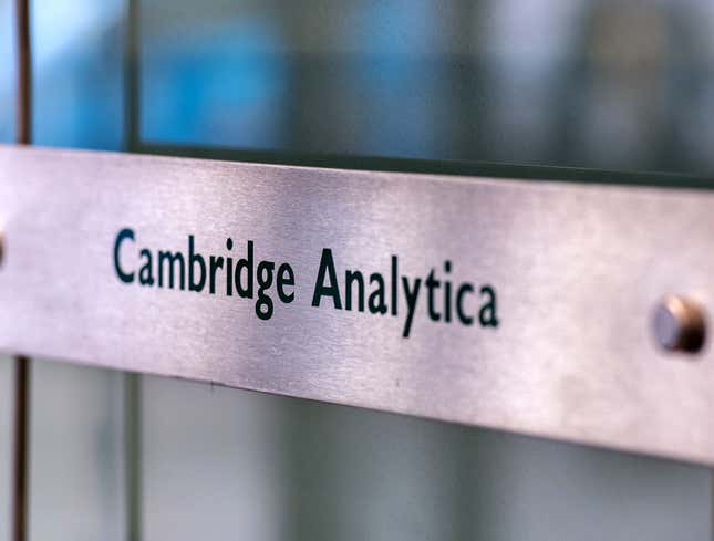 Image for article titled Cambridge Analytica Offers 75% Off All Facebook User Data For Blowout Closing Sale