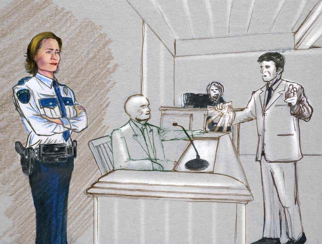 Image for article titled Courtroom Artist Clearly Infatuated With Bailiff