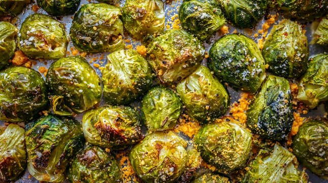 Roasted Brussels sprouts on a pan