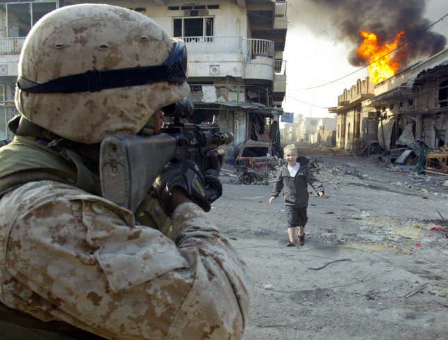 Image for article titled 8-Year-Old Boy Surprises Marine Dad During Firefight In Afghanistan