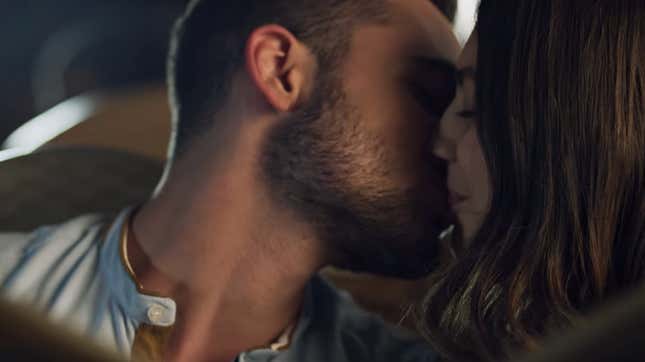 Mira (Salma Malhas) kisses her boyfriend in an early scene from Jinn.
