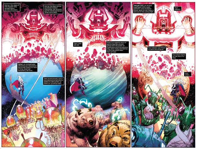 Galactus beginning his feast in Thor #4.