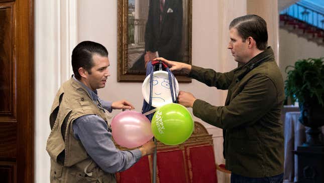 Image for article titled Trump Boys Construct Fake Melania For Lonely Father To Spend Time With