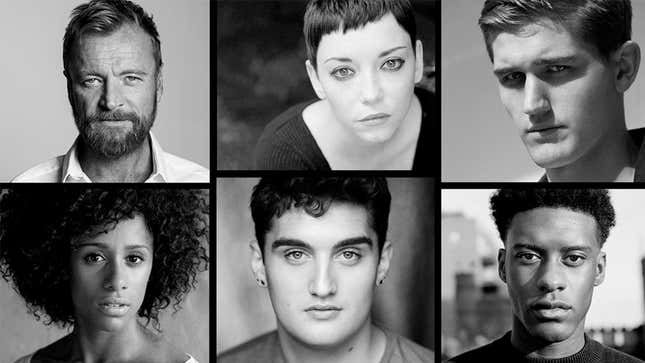 From top left to bottom right: Richard Dormer, Marama Corlett, Adam Hugill, Lara Rossi, Jo Eaton-Kent, and Sam Adewunmi.