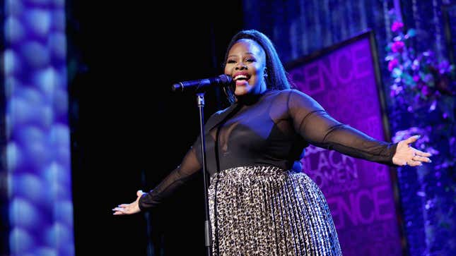 Amber Riley performs onstage during the 2019 Essence Black Women in Hollywood Awards Luncheon on February 21, 2019, in Los Angeles, California. 