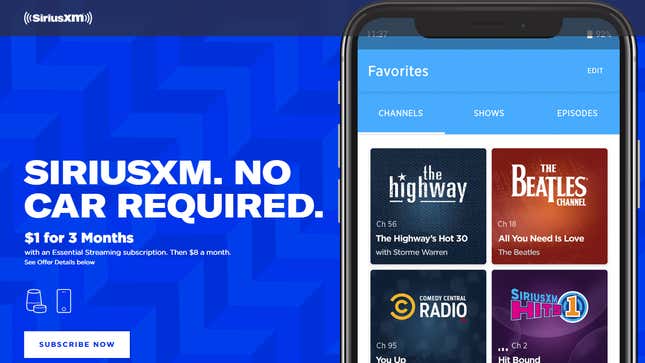 Image for article titled How to Get SiriusXM—Without a Car