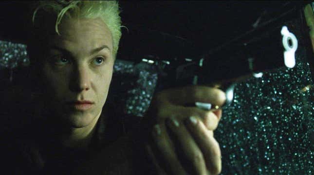 Switch, played by Belinda McClory, was supposed to be a woman inside the Matrix and a man outside.