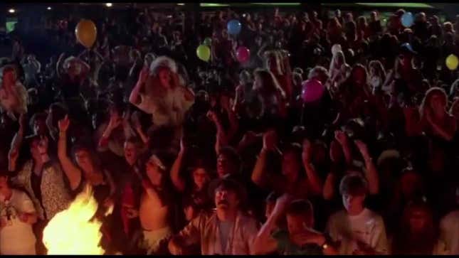 The Santa Cruz crowd, standing in for fictional Santa Carla.