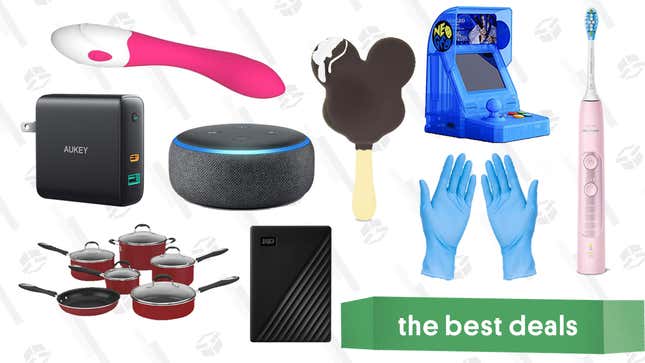 Image for article titled Monday&#39;s Deals of the Day: Aukey 60W USB-C Charger, Neo Geo Mini Samurai Showdown Edition, Cuisinart Cookware Set, Amazon Echo Dot, G-Spot Hero Vibrator, and More