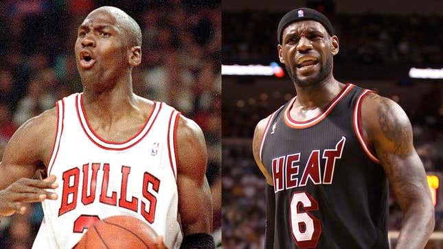 Image for article titled Debate Raging As To Whether Michael Jordan Or LeBron James Biggest Asshole To Ever Play Basketball