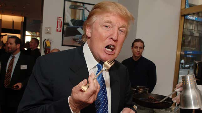 Donald Trump eats a Trump Steak