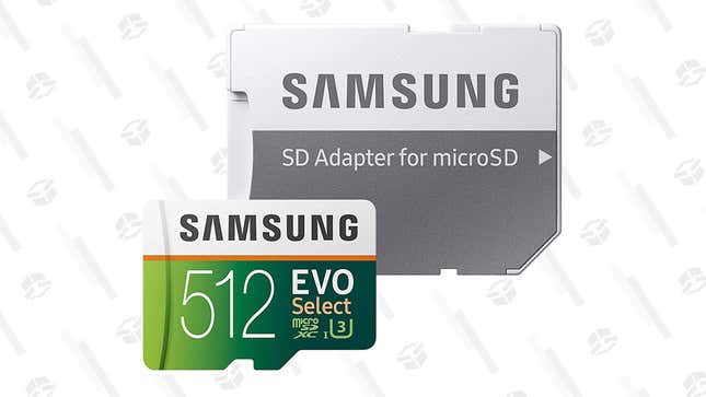 Samsung 128GB 100MB/s (U3) MicroSD Evo Select Memory Card | $17 | Amazon
Samsung 256GB 100MB/s (U3) MicroSD Evo Select Memory Card | $29 | Amazon
Samsung 512GB 100MB/s (U3) MicroSD Evo Select Memory Card | $80 | Amazon