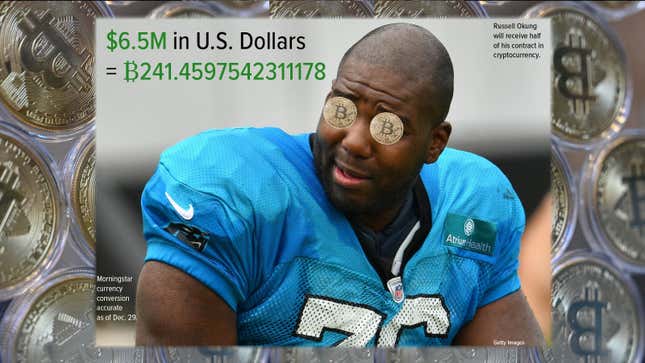 Image for article titled Russell Okung becomes first NFL player to get paid in Bitcoin