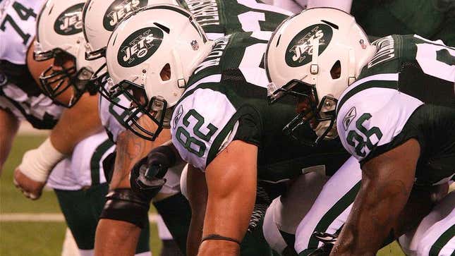 Image for article titled Jets Offensive Line Signs Up For Continuing Education Class On Pass Blocking