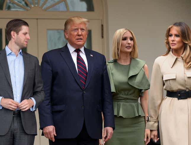 Image for article titled Paranoid Trump Surrounded By Completely Unfamiliar Faces Of Immediate Family Members