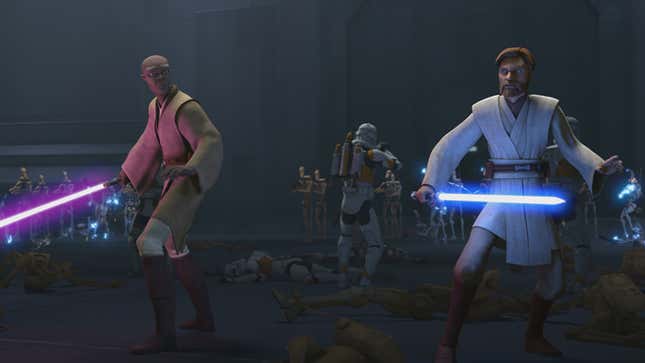 Mace Windu and Obi-Wan Kenobi find themselves locked into another bloody battle.