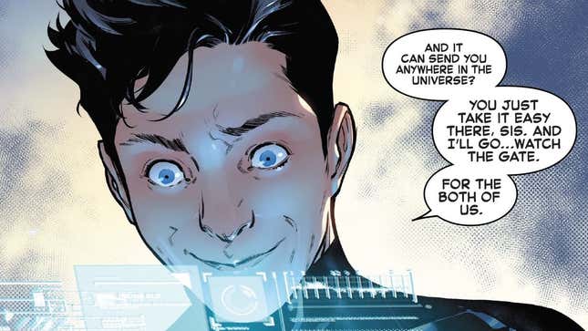 Franklin Richards realizing what he might be able to do with the Forever Gate.