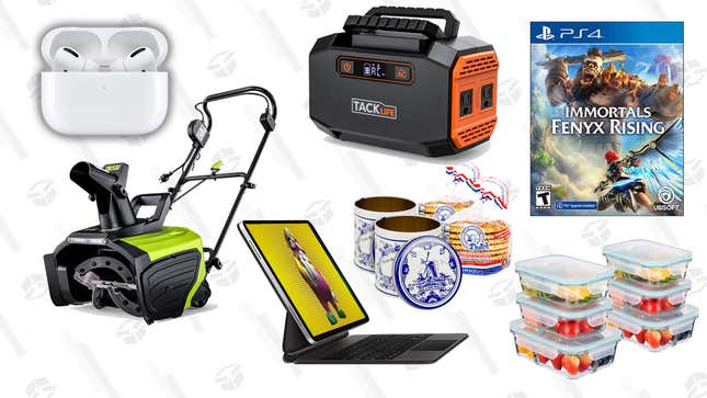 Image for article titled Tuesday&#39;s Best Deals: Tacklife Portable Power Station, Immortals Fenyx Rising, Electric Snowblower, Meal Prep Kit, Surface Pro 7, Stroopwafels, AirPods Pro, and More