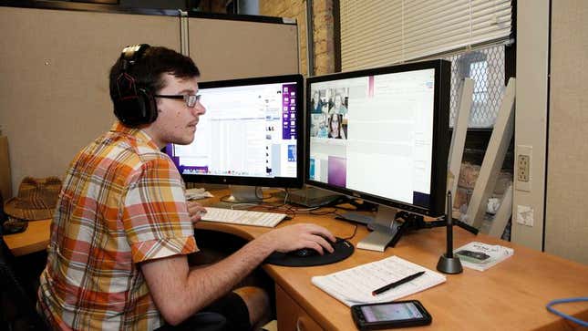 Image for article titled Coworker With Two Computer Screens Not Fucking Around